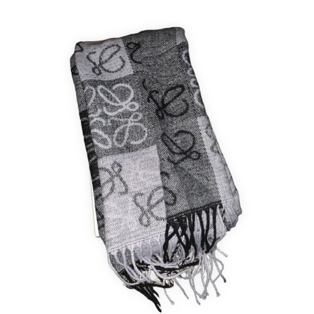 Anagram Pattern Black Grey and White Scarf